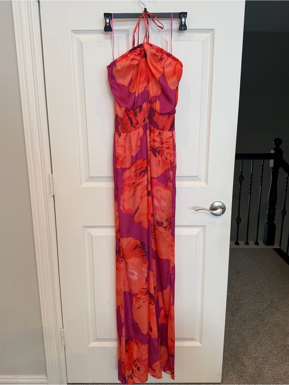 Ramy Brook Mindy Strapless Wide Leg Pink Watercolor Print Jumpsuit Size S - Picture 6 of 8